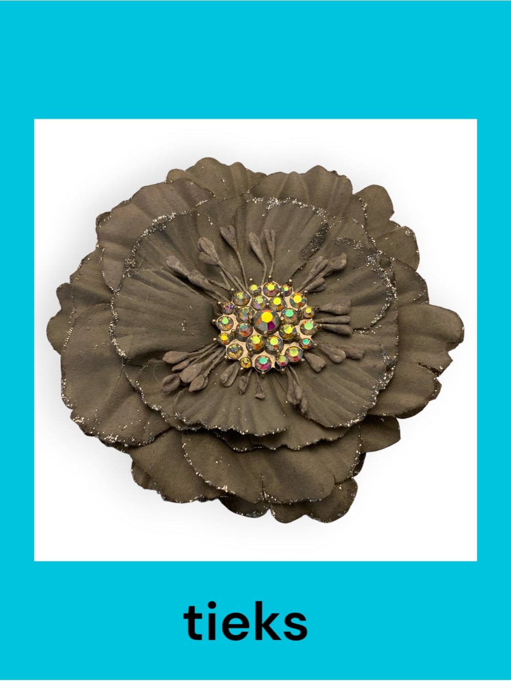 Tieks Gray Flower with Iridescent Rhinestone Center